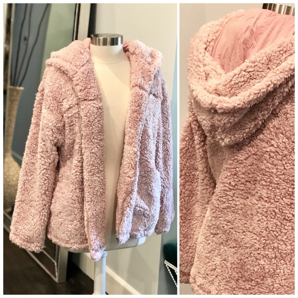 🦋LAST 1🦋Pink Faux Fur Sherpa Teddy Coat - Picture 6 of 6